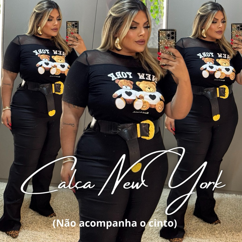 calça new York FLARE plus size moda feminina cintura alta com elastano super confortável moda feminina pronta entrega