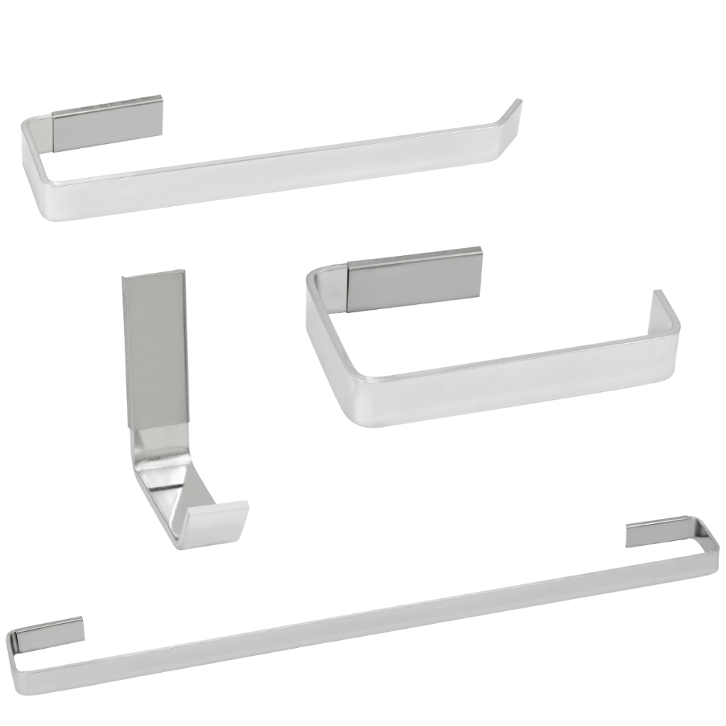 Kit Banheiro 4 Peças Alumínio Inox Papeleira Cabide Toalha Rosto Toalha Banho Resistente em Oferta na Shopee