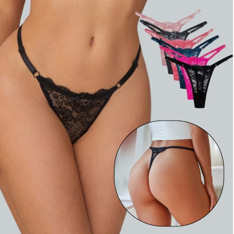 Kit 10 Calcinha Feminina Fio Dental Sensual de Renda com Regulagem Lingerie Tanga Sexy