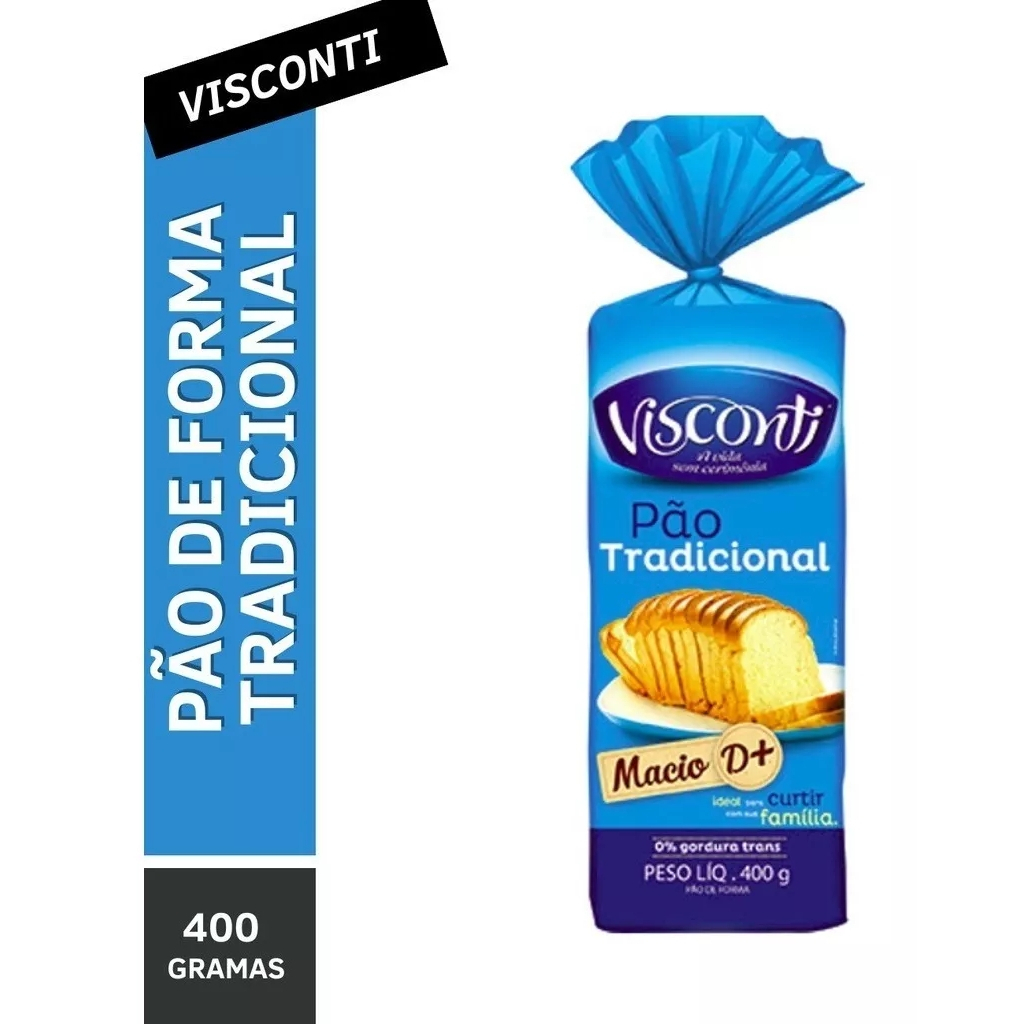 Pão de Forma Visconti Tradicional com 400g em Oferta na Shopee