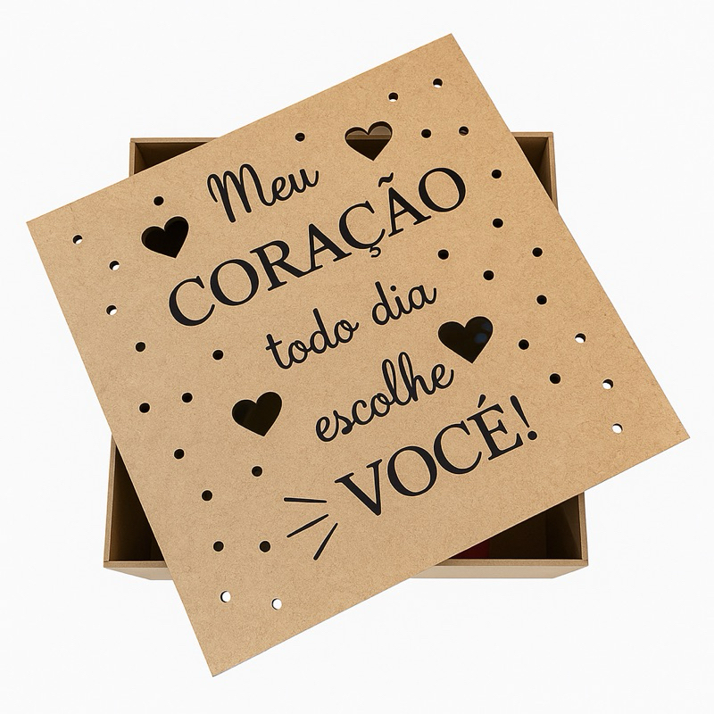 Caixa Para Presente Namorado Criativo 20x20x10 Meu Coração Todo Dia Escolhe Você. em Oferta na Shopee