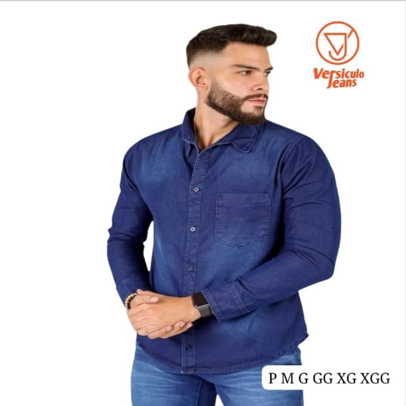 Camisa jeans. Jaqueta Jeans. Camisa Jeans Social Manga Longa 100% Algodão . Camisa jeans. Jaqueta Jeans. Camisa Jeans Social Manga Longa 100% Algodão .