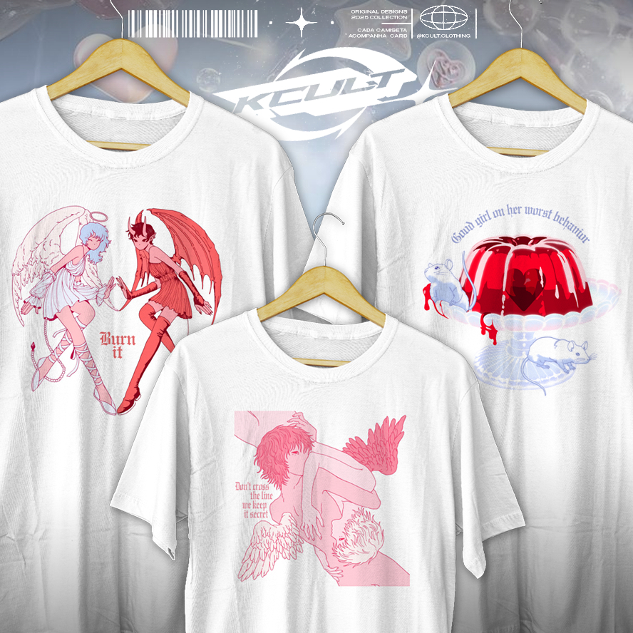 Camiseta Unissex BIBI 'Burn It' EVE: ROMANCE 'Derre' 'Sugar Rush' Krnb Soft Aesthetic