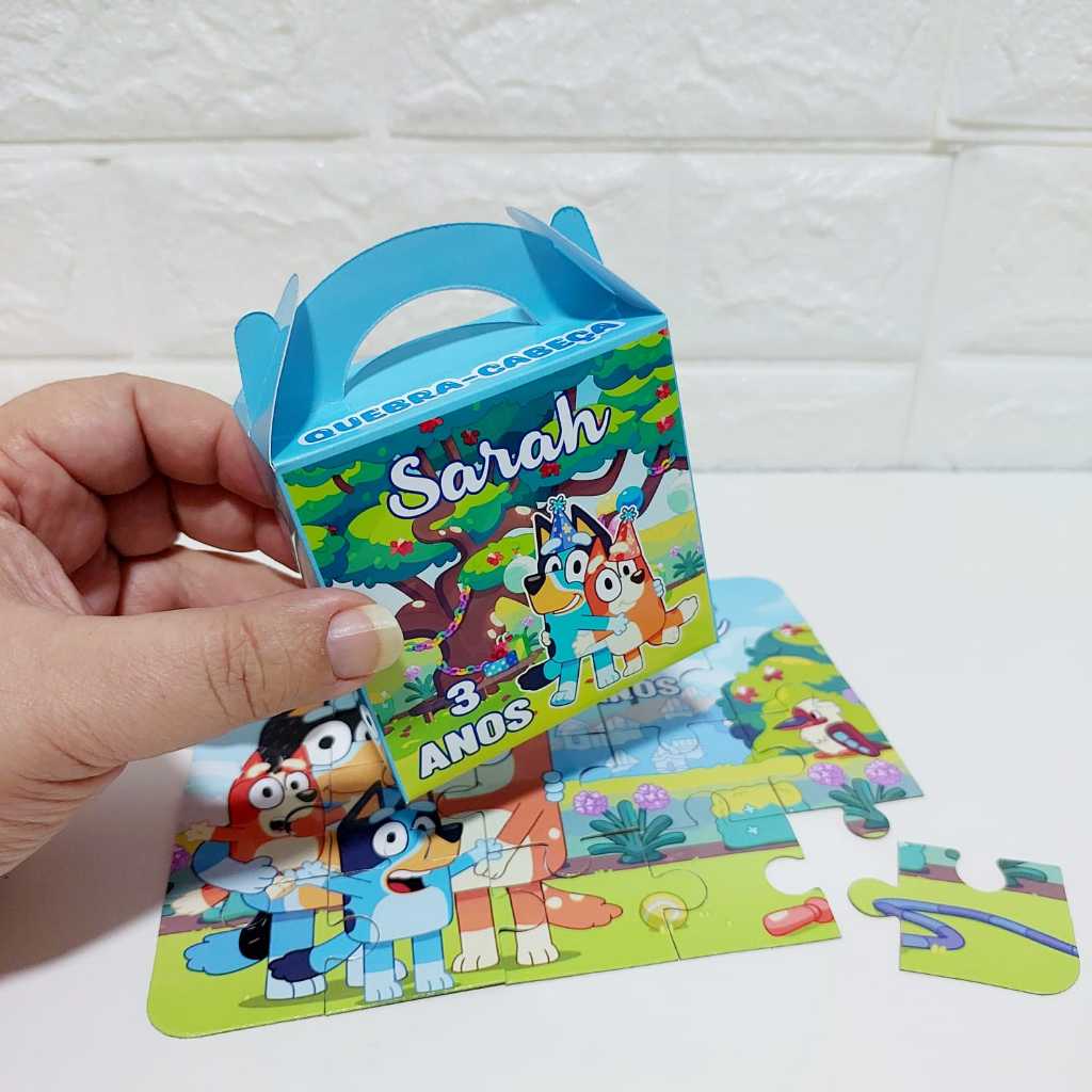 Quebra-Cabeça BLUEY Personalizado com Caixinha | Lembrancinha de Aniversário Infantil