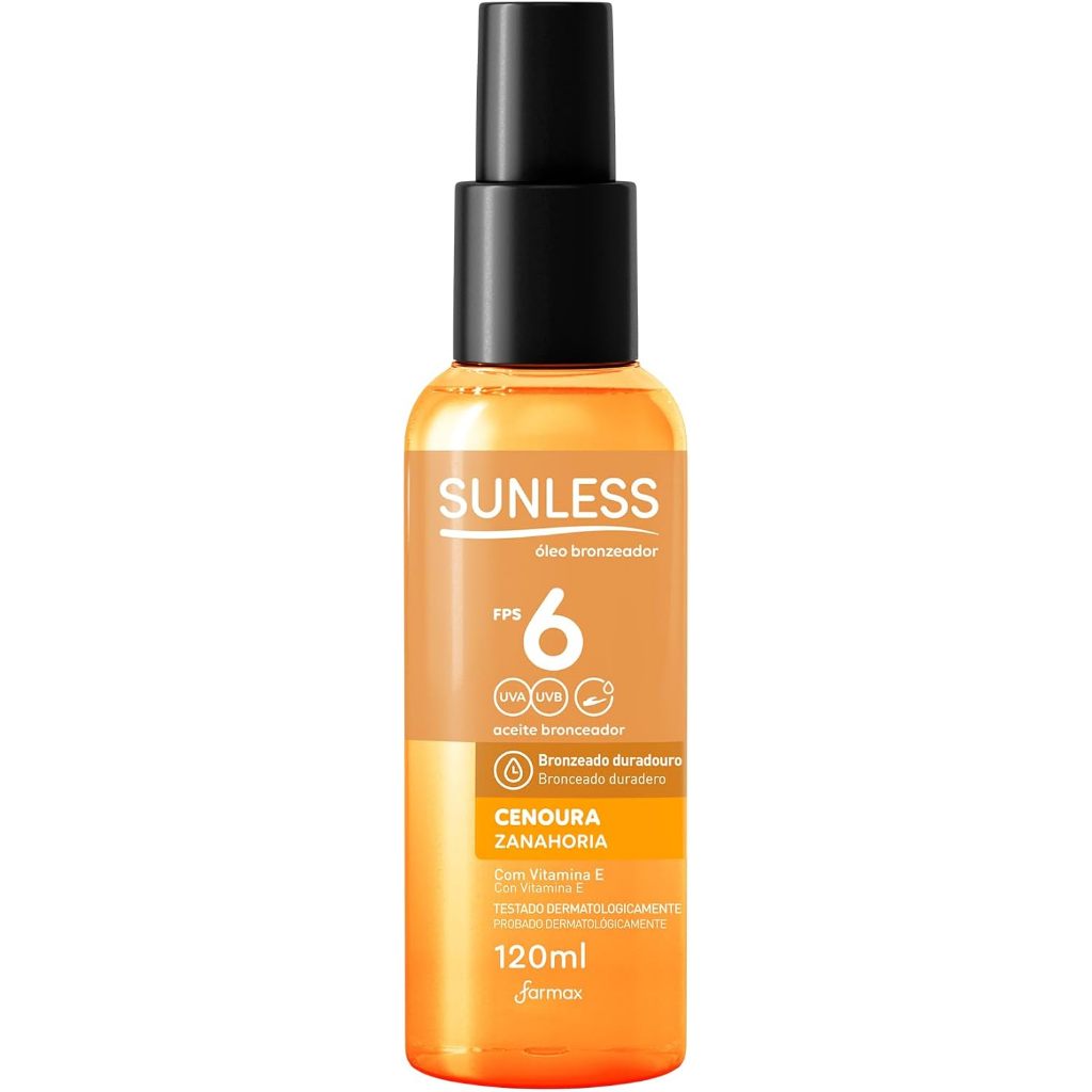 Óleo Bronzeador Cenoura Fps6 Sunless 120ml em Oferta na Shopee