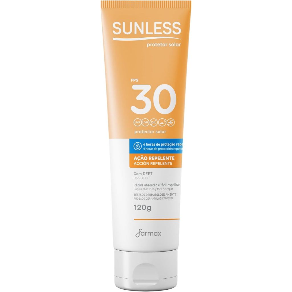 Protetor Solar Com Repelente Fps30 Sunless 120G