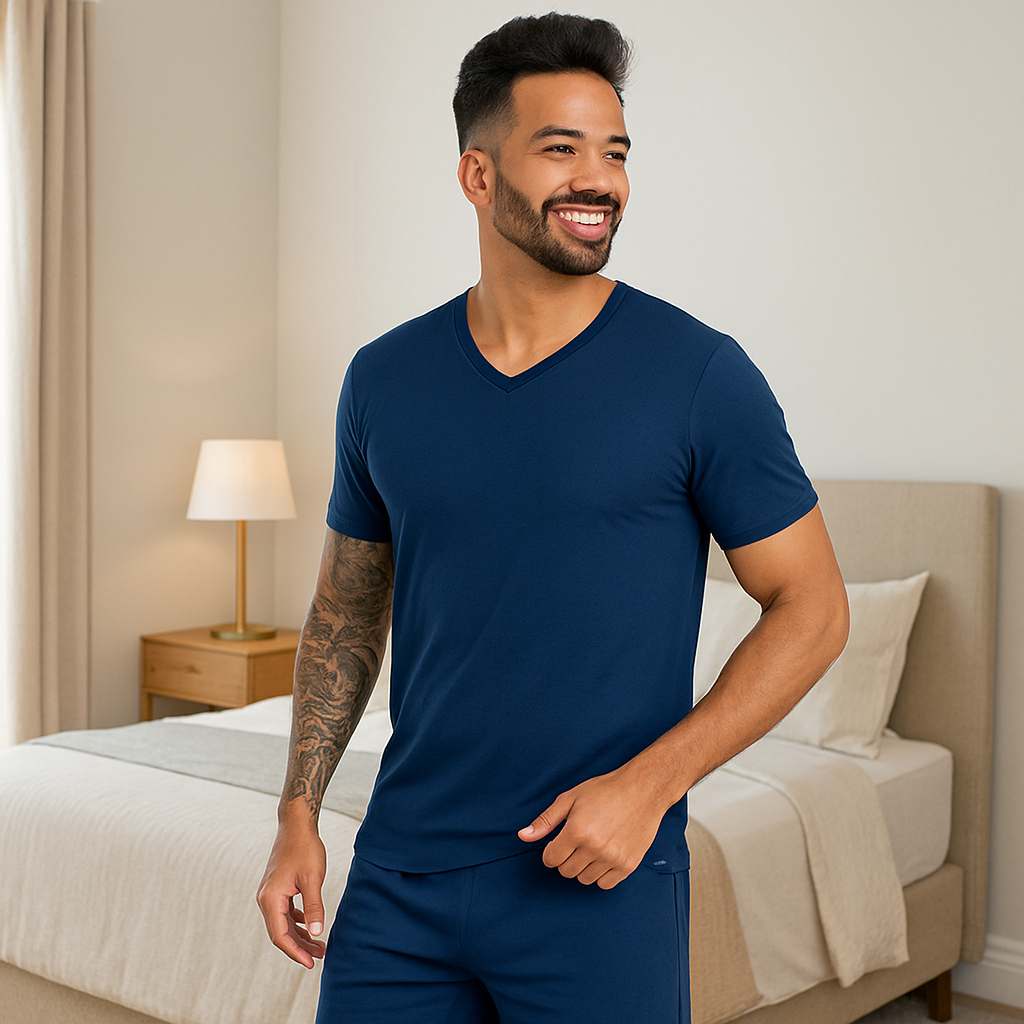 Pijama Masculino Manga Curta Adulto Short Curto Conjunto Confortável Original