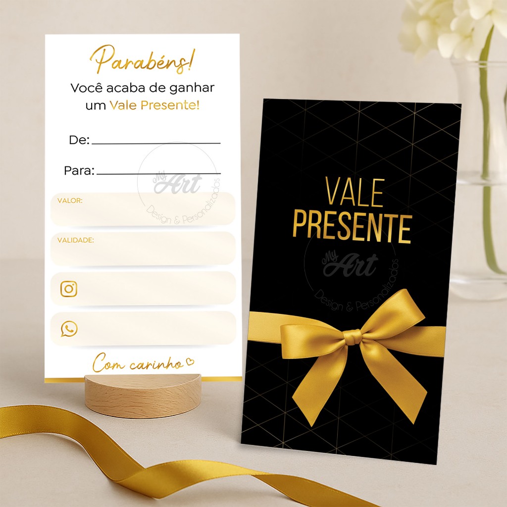 Cartão Vale Presente para Lojas Preto e Dourado