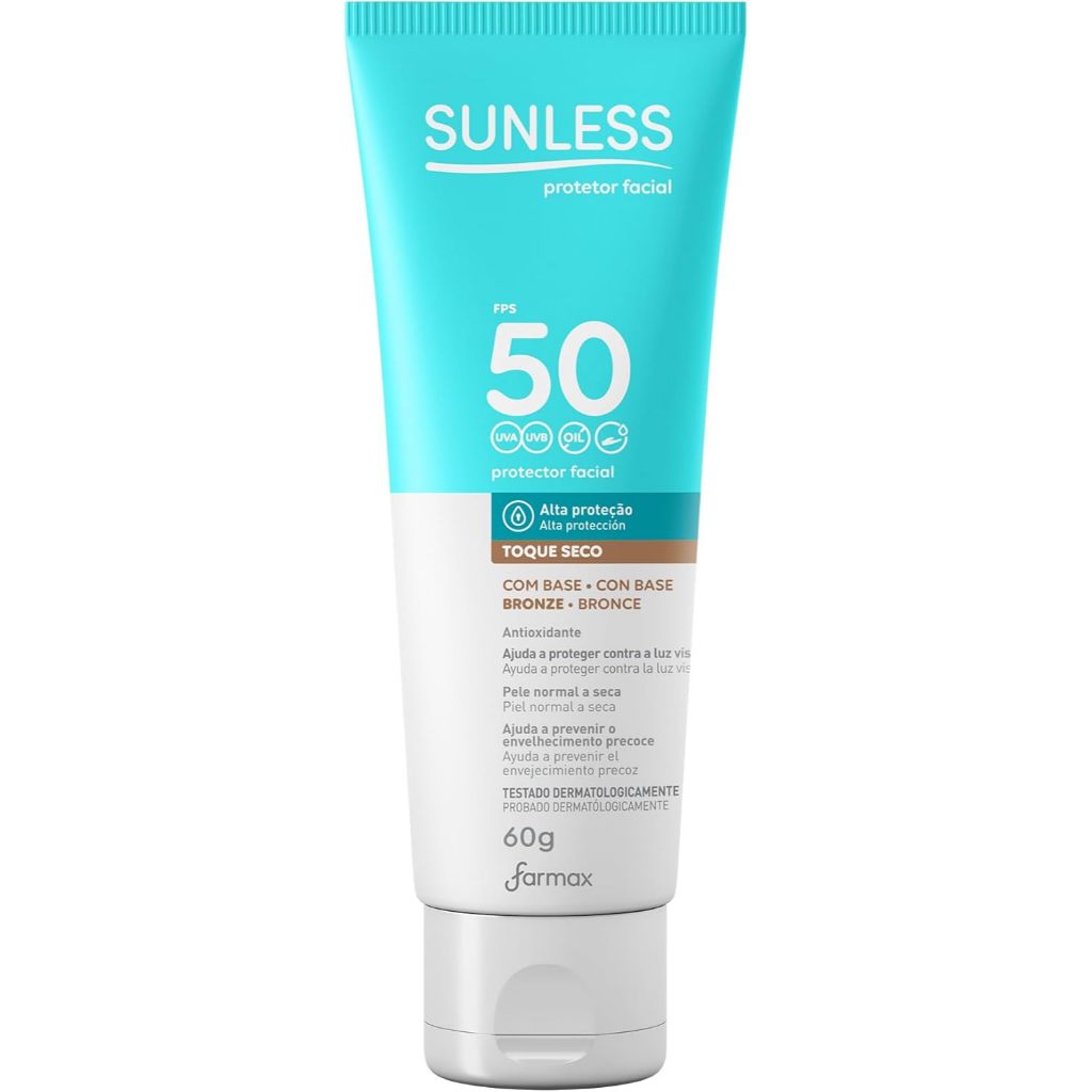 Protetor Facial Fps50 Bronze Toque Seco Sunless 60G em Oferta na Shopee