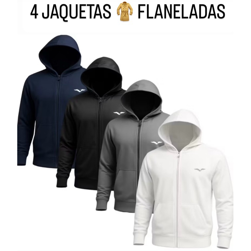 KIT 4 JAQUETAS FLANELADAS ÓTIMA PRA O FRIO🧥