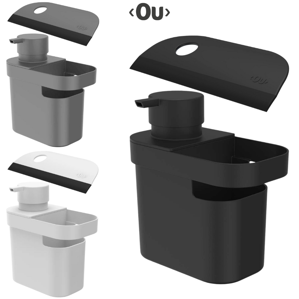 Kit Dispenser Porta Detergente e Rodo de Pia Trium 650ml Ou