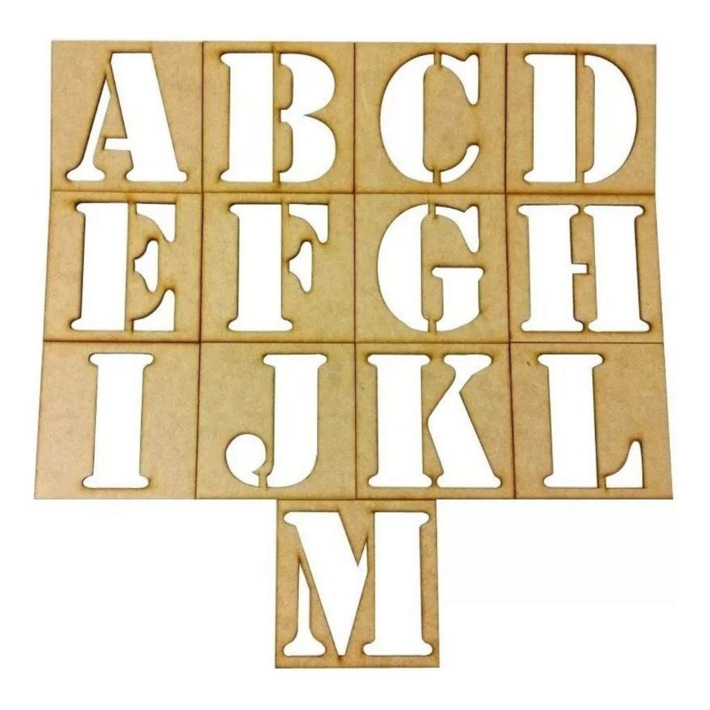 Kit Stencil De Letras E Numeros 10cm Em Mdf Cru Alfabetização em Oferta na Shopee