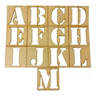Kit Stencil De Letras E Numeros 10cm Em Mdf Cru Alfabetização em Oferta na Shopee