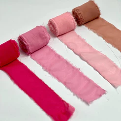 FITA RÚSTICA CHIFFON DE SEDA ARTESANATO CONVITe CASAMENTO CAIXA DE PADRINHOS E DAMINHAS 4CM LARGURA