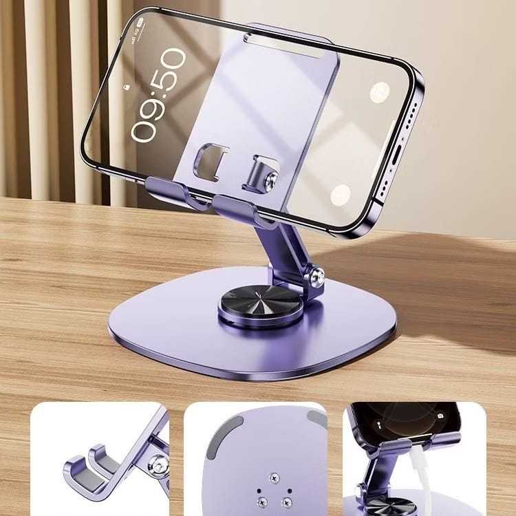 Suporte Alumínio de Mesa Base Rotatória Ajustável 360º Para Smartphones e Tablets 5577