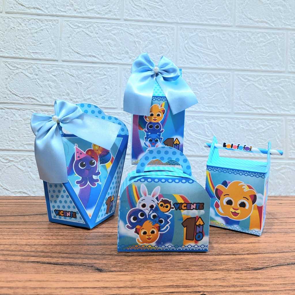 Kit Caixas Bolofofos Azul Personalizada + BRINDE /Lembrancinha de Festa /Aniversário /Caixinhas / Mimos