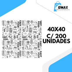 Papel Acoplado Para Lanches E Frios 40x40cm (200 UNIDADES) Fast Food