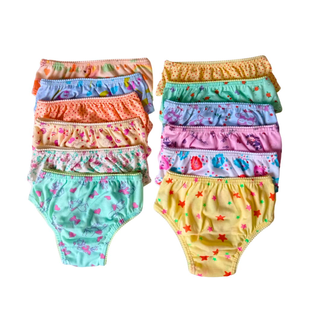 Kit 12 Calcinha Infantil Menina criança calcinhas feminina infantis com forro P M G GG em Oferta na Shopee