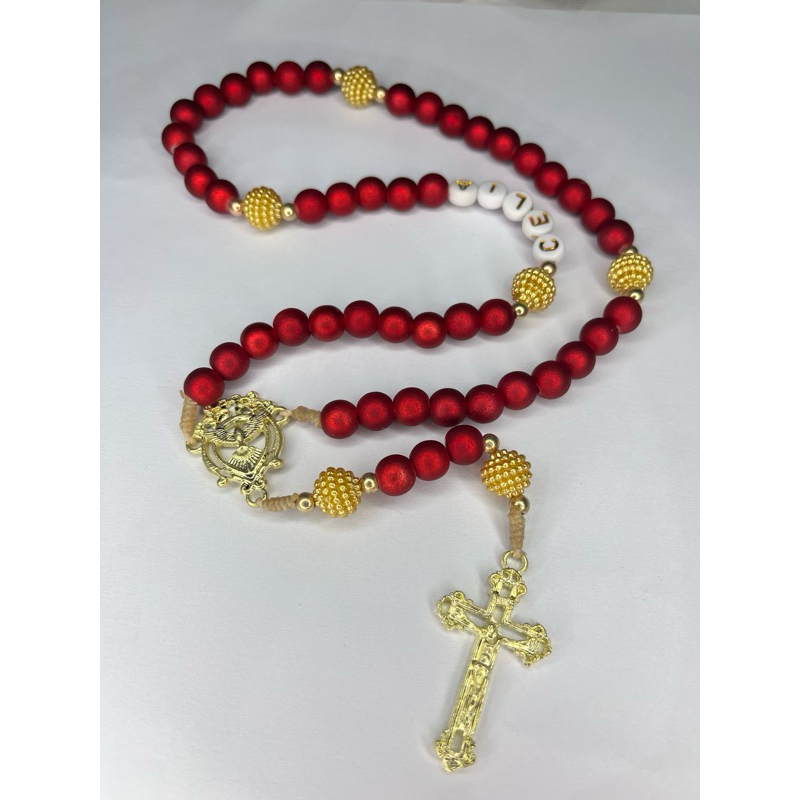 Terço Personalizado Espírito Santo Eucaristia Batizado Crisma