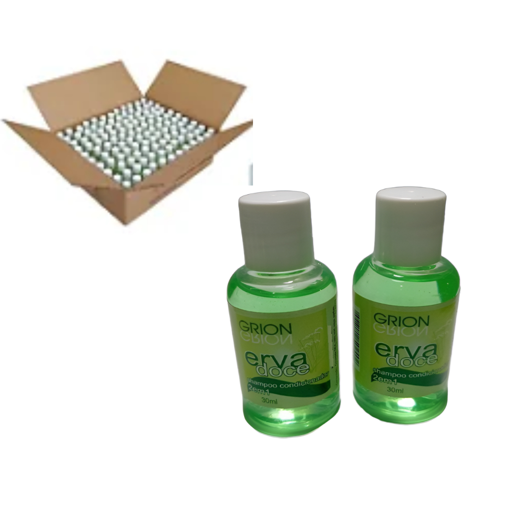 Mini Shampoo 2em1 Erva Doce Frasco 30ml Hotel Pousadas Sps Hostel Atacado e Varejo