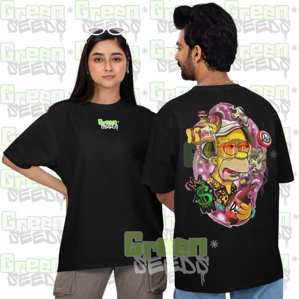 Camiseta Homer Simpson Duff Coleção Green Seeds Camisa Básica 100% Algodão Seed Weed Novidade Unissex Streetwear