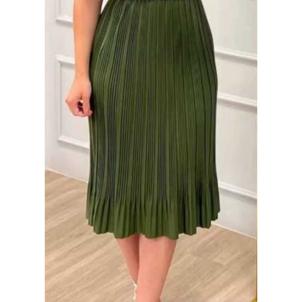 Saia Plissada Midi Feminina Moda Evangélica Tecido Helanca Light Cintura Elástica Tamanho Único em Oferta na Shopee