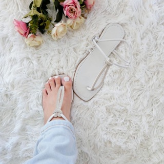 Sandália Rasteirinha Feminina Rasteira com Brilho Strass Branca Metalizada Rosé Gold em Oferta na Shopee