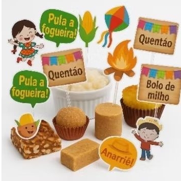 Kit com 22  Tag  Festa Junina Temáticos — Plaquinhas Decorativas para Doces, Mesa ou Lembrancinhas-Pronta entrega