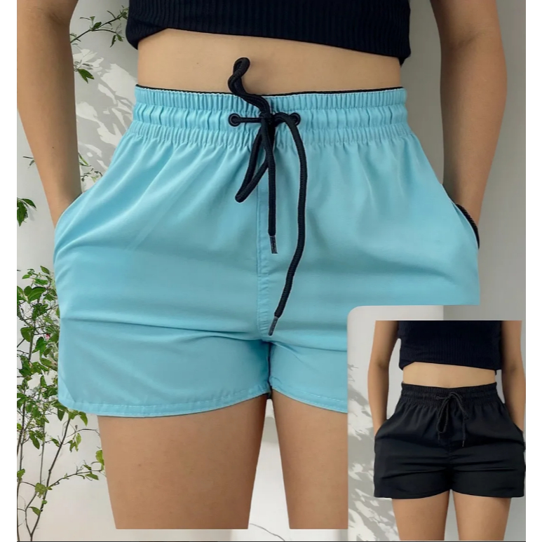 Kit 2 Shorts Feminina Tactel Elastano Academia Treino Praia Piscina Verão com 2 bolsos lateral — imagem 2 de 2
