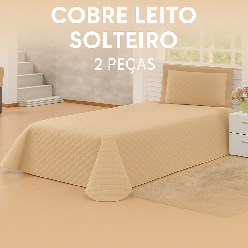 Kit Colcha Cobre Leito Solteiro 02 Peças