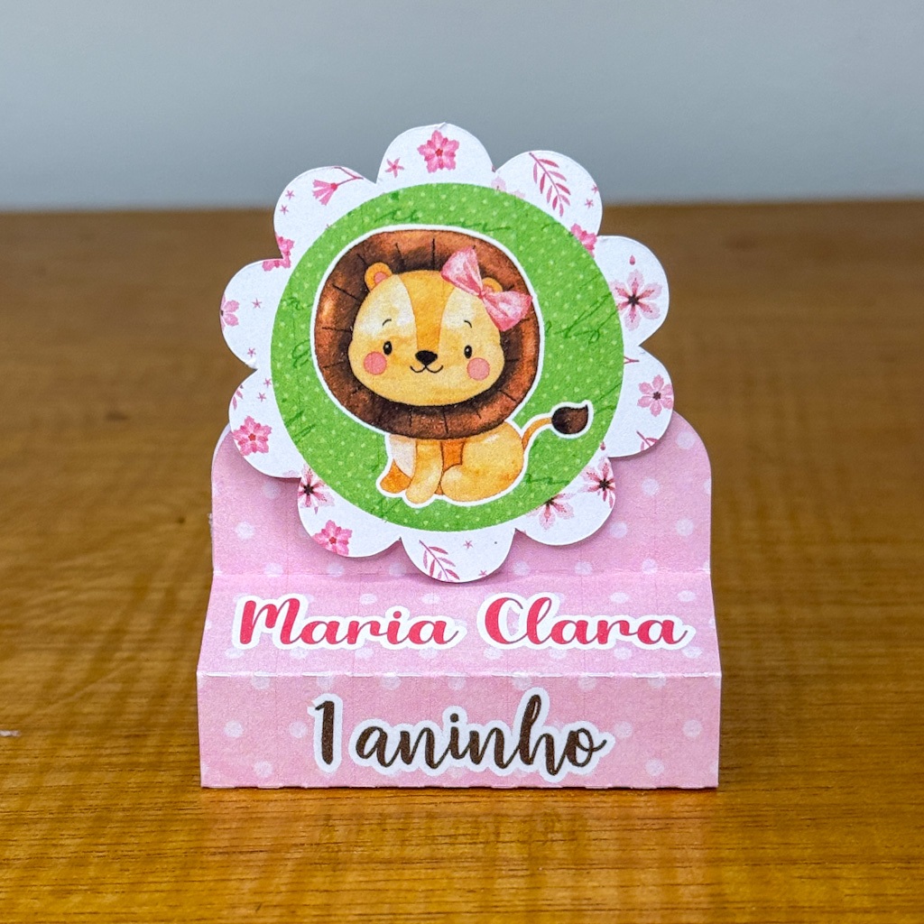 Kit 20 Porta Bis Duplo Personalizado Safari rosa Lembrancinhas festa infantil Caixinhas