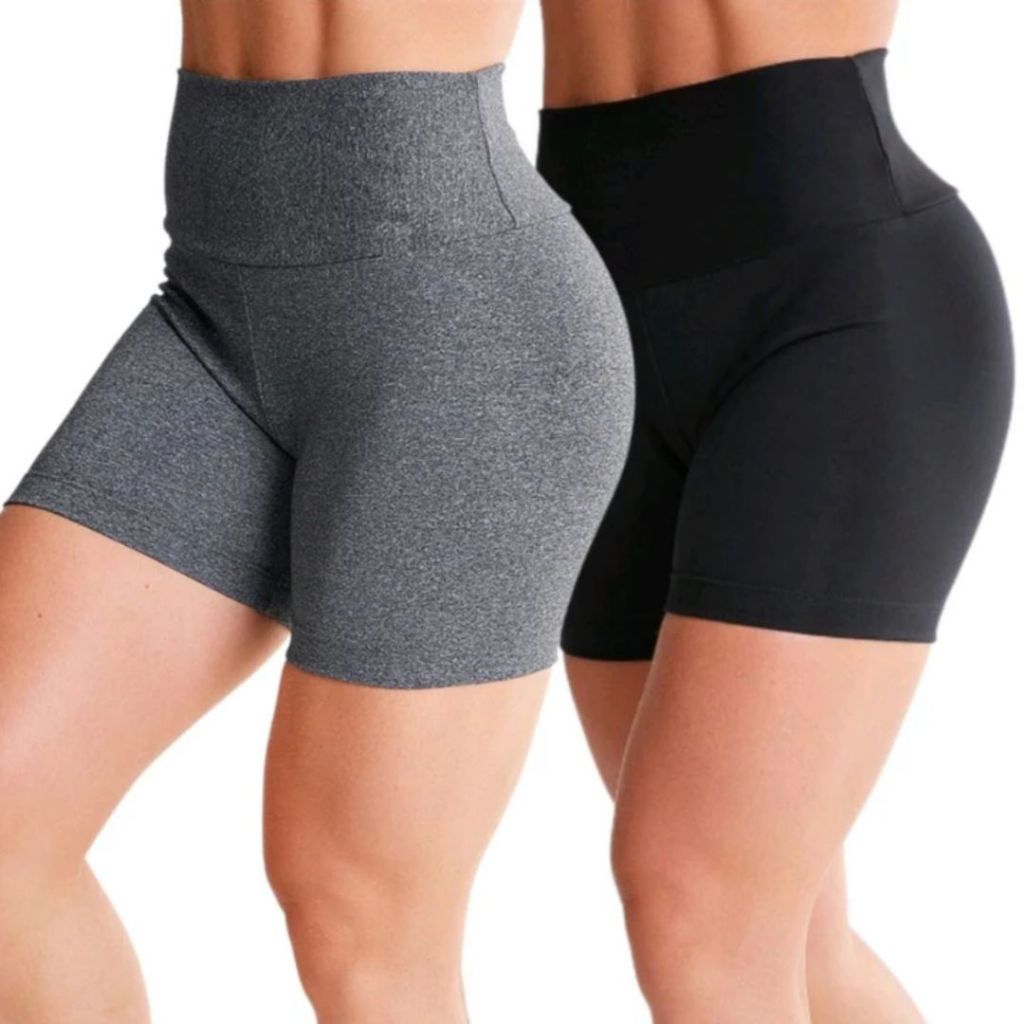 Short feminino curto fitness bermuda academia levanta bumbum cós alto treino e caminhada