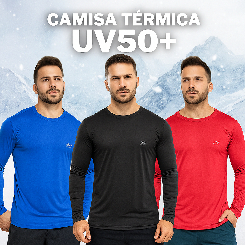 Kit 2 Camisetas Termicas UV Inverno Proteção Segunda Pele Unissex Camiseta UV50+