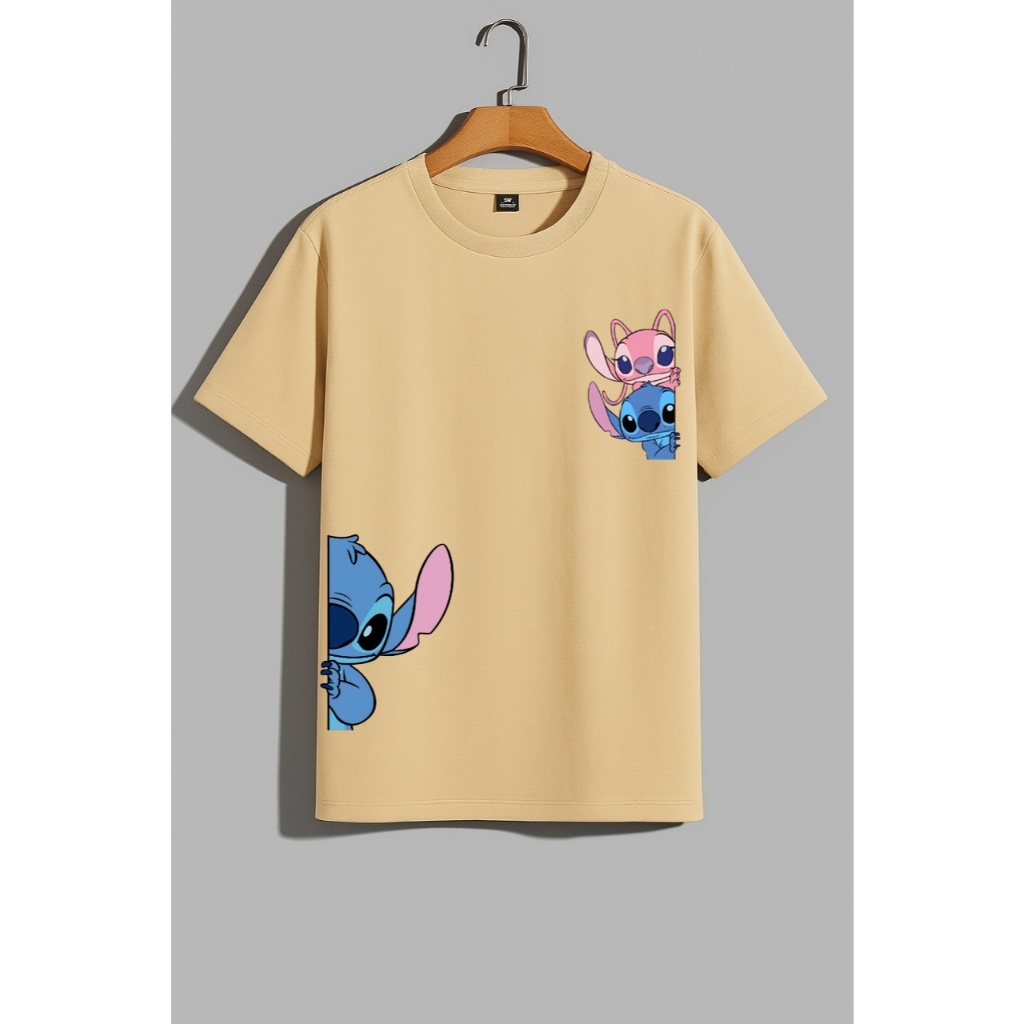 Camiseta Blusa Estampada Personalizada Stitch ou Angel Estilosa Conforto Premium Algodão 100%