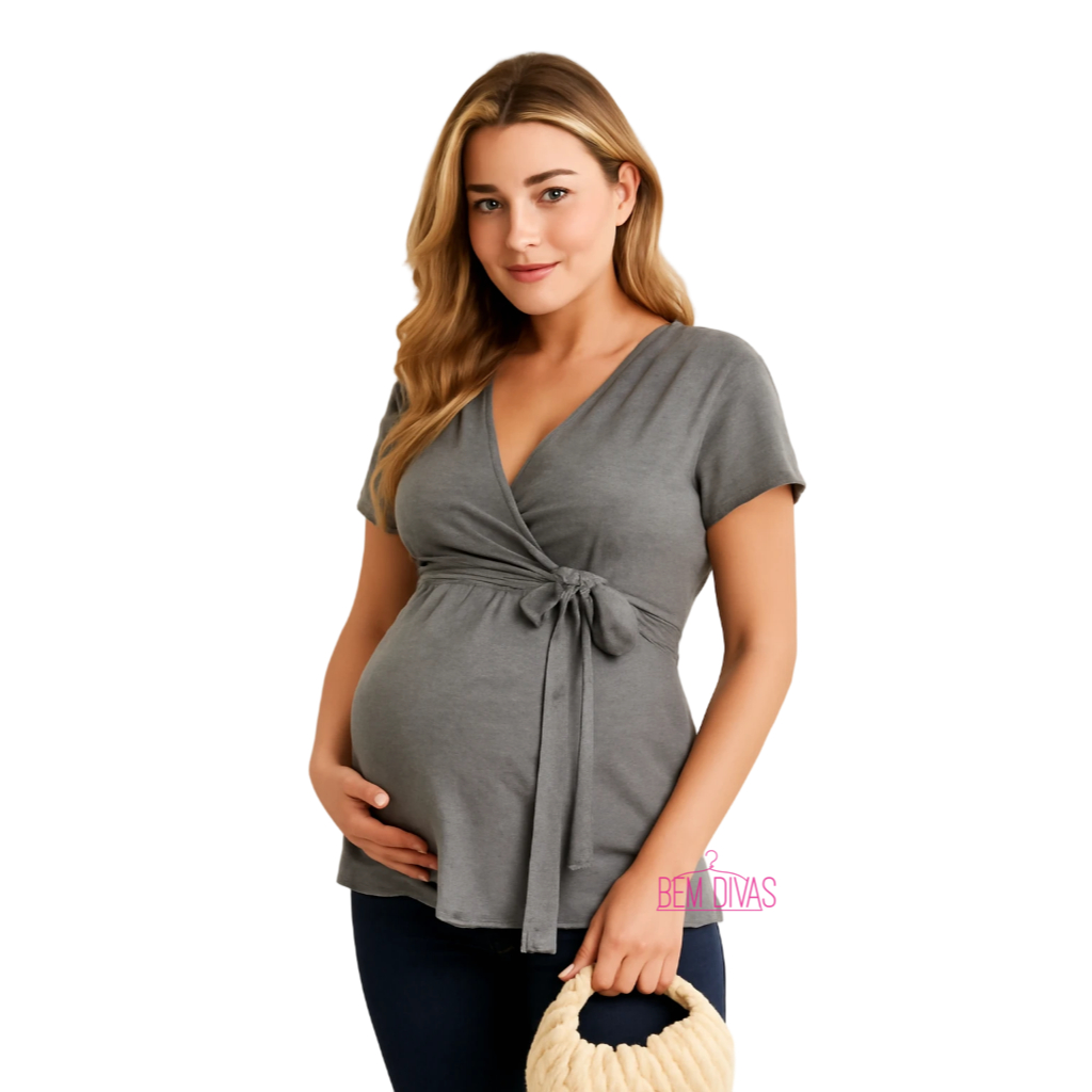 Bata Gestante Amamentação com Amarração