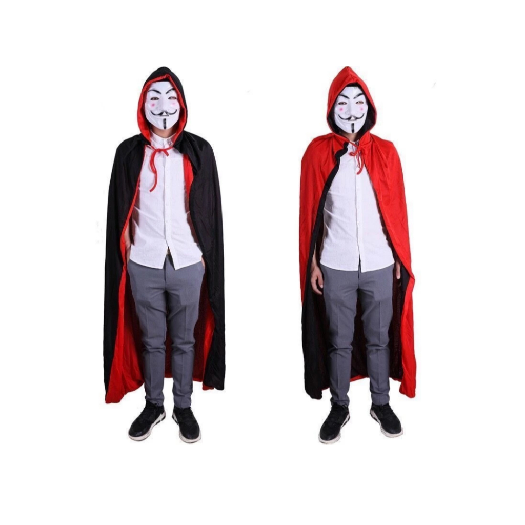 Capa Dupla Preta Vermelha Adulto Infantil Fantasia Vampiro Dracula Zorro Halloween Carnaval
