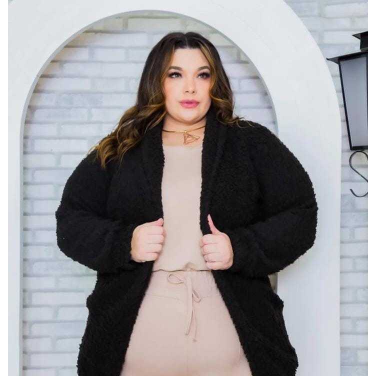 casaco Teddy Feminino plus Size luxo moda inverno plus size casaco de frio