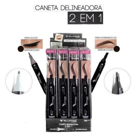 Caneta Delineadora 2 em 1 para Olhos e Sobrancelhas  Marrom – Bella Femme