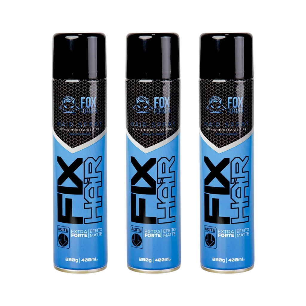 3 UNI LAQUÊ FIXADOR EXTRAFORTE EFEITO MATTE FOX FOR MEN 400ml em Oferta na Shopee