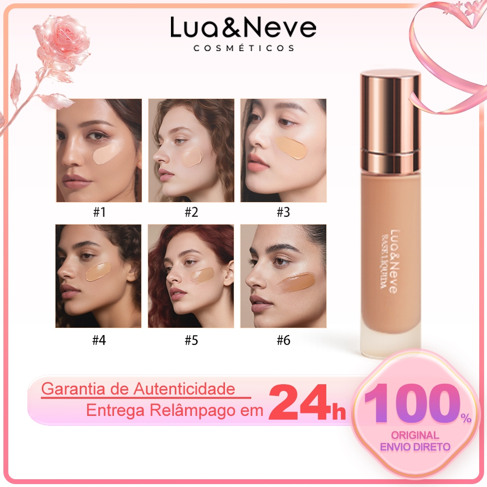Pele Perfeita e Sem Falhas · Base Líquida Uniformizante 40ml – Lua&Neve