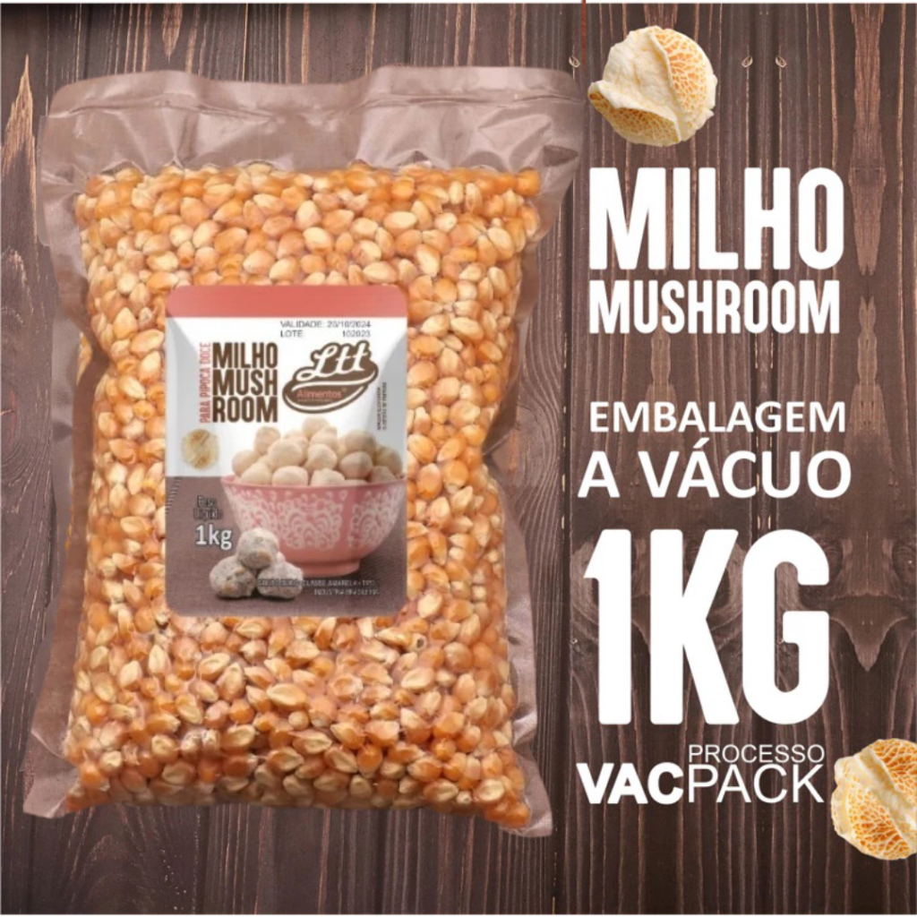 MILHO A VACUO Mushroom Para Pipoca Gourmet 1kg Oficial Promoção em Oferta na Shopee
