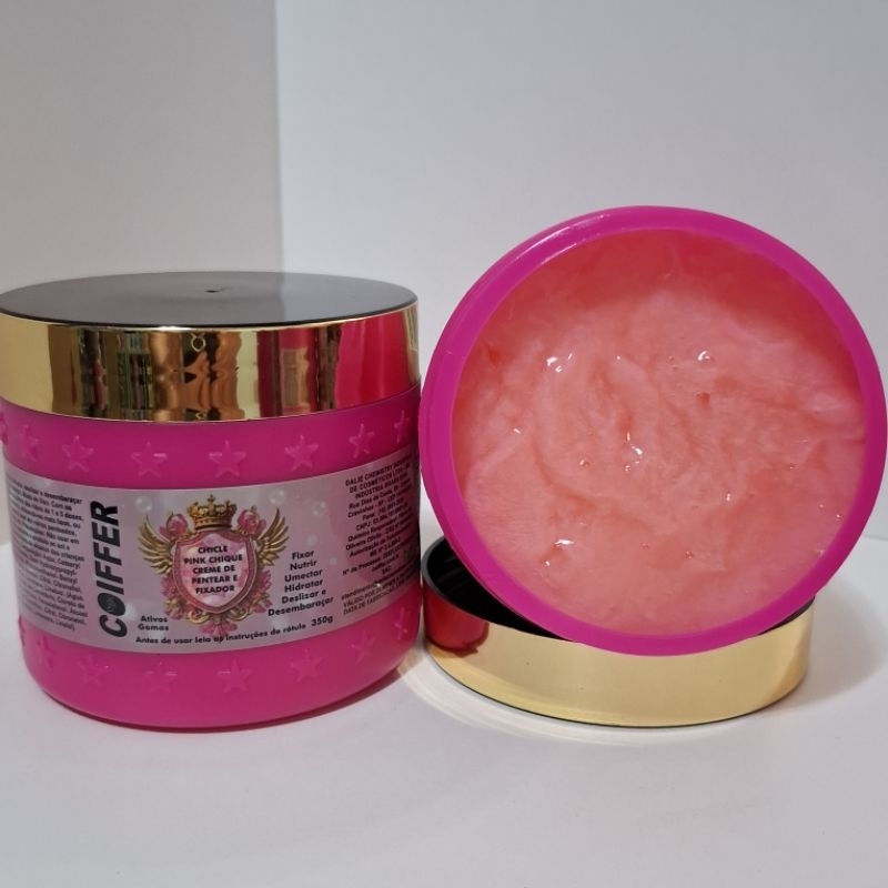CREME DE PENTEAR CHICLE PINK FIXAR, NUTRIR, UMECTAR, HIDRATAR E DESEMBARAÇADOR COIFFER 350g
