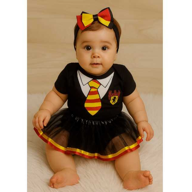 Body Bebê Look Mágico Fantasia Harry Potter HP – Mesversário Temático  Menina Infantil body + saia + laço + óculos