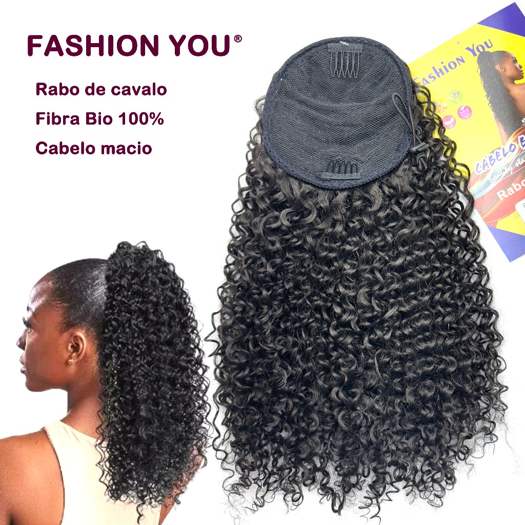 Cabelo Cacheado Rabo De Cavalo Bio Orgânico Com Ajustes Puff Lily 45cm Fashion You em Oferta na Shopee