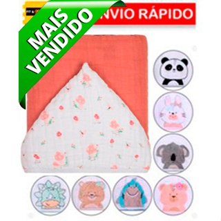 Toalha Fralda de Banho Soft Com Capuz Infantil Bebê 90x75 em Oferta na Shopee
