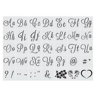 CUTA0003 - Kit Com 35 Stencil 6x6cm Alfabeto Completo Mylar 250 Micras Branco Leitoso em Oferta na Shopee