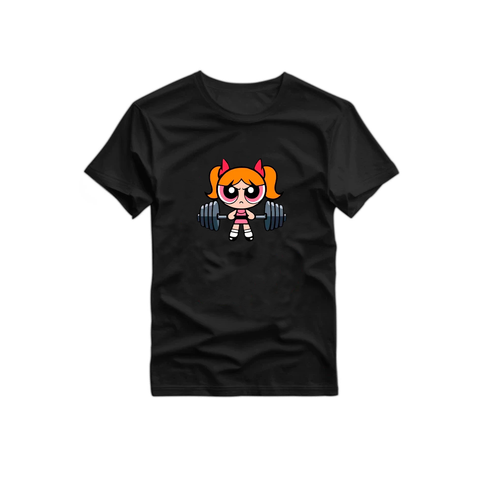 Camiseta Feminina 100% Algodão Roupa de Academia Fitness Estampado Meninas Super Poderosas Florzinha