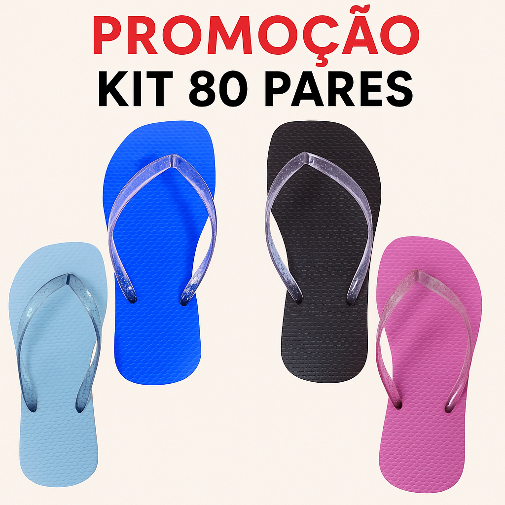 Kit 80 Pares Chinelo de dedo Feminino Sandália de Borracha atacado ideal para adultos e crianças