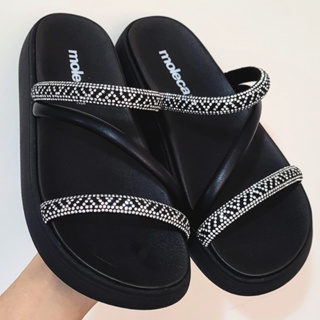 Sandália Papete Feminino Moleca Strass Cristal / Glitter em Oferta na Shopee