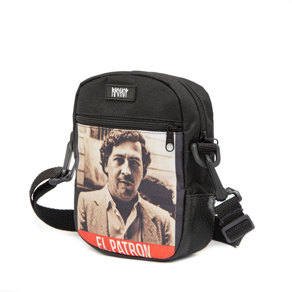 Shoulder Bag Preta Tira Colo Necessaire frete grátis erva, pablo escobar